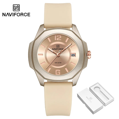 NAVIFORCE Women's Quartz Watches Silicone Strap Wrist Watch Waterproof
