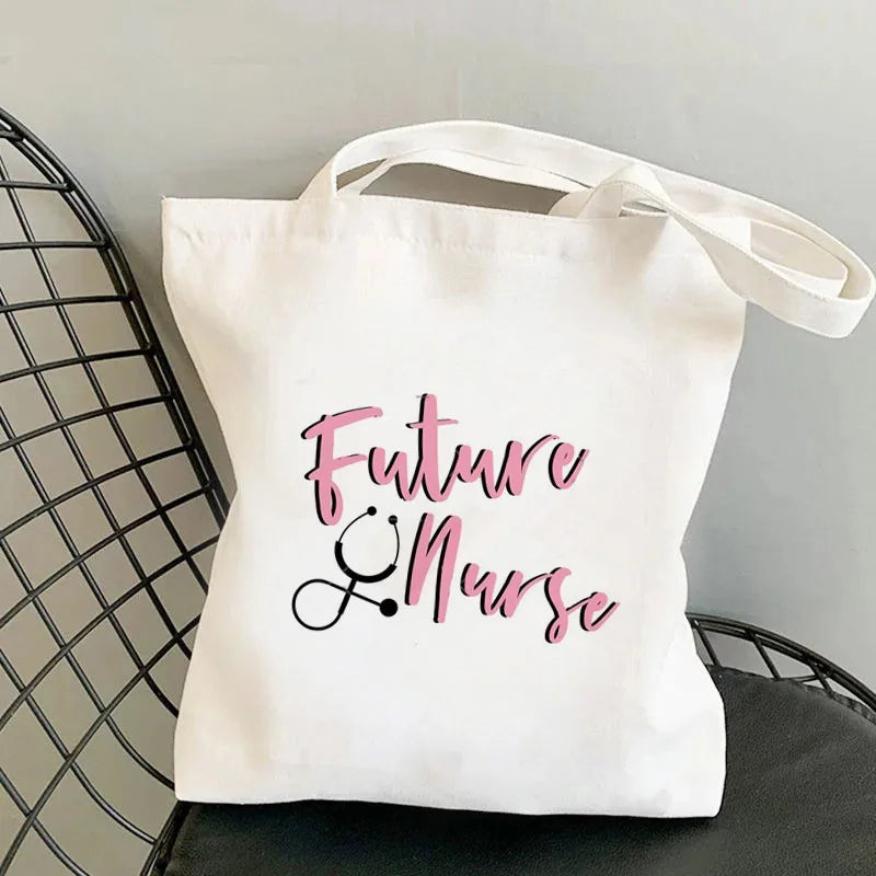 Nursing Essentials Women Shoulder Bag Harajuku Resuable Shopping Bags Lady Canvas Tote Handbag Eco Large Capacity Girls Handbags