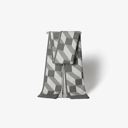 High Quality Wool Blend Scarf Men Thick Versatile Stripe Cashmere Muffler