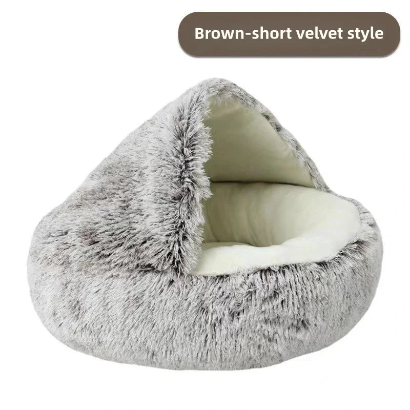 Luxurious Half-Covered Donut Pet Bed – Cozy Comfort for Your Furry Friend