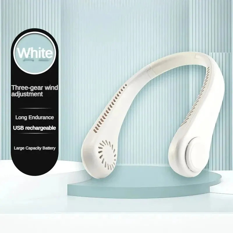 New Mini Neck Fan – Portable Bladeless Hanging Neck Fan | 3-Speed Rechargeable Air Cooler for Summer Sports