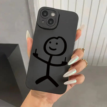 Cute Cartoon Matchman Matte Silicone Phone Case For iPhone 16 11 12 13 14 15 Pro Max XR XS X 7 8 Plus SE 2020 Soft Back Cover