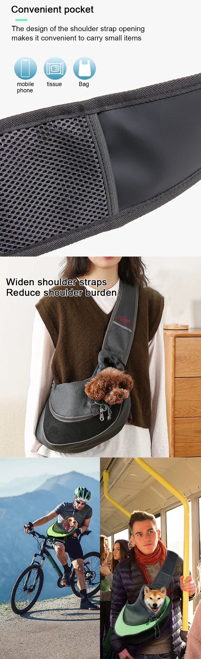 Pet Backpack Carrier Travel Tote Mesh Sling Crossbody Bag