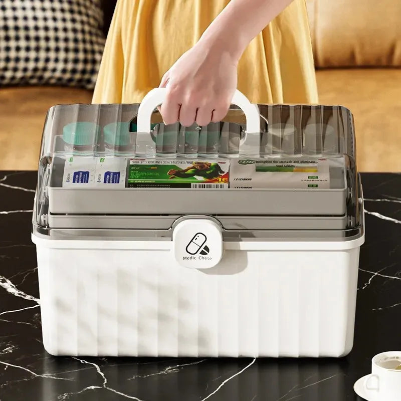 Large Capacity Portable Medical Box Home Use Outdoor Emergency Kit Family Health Care Box Medicine Storage Box