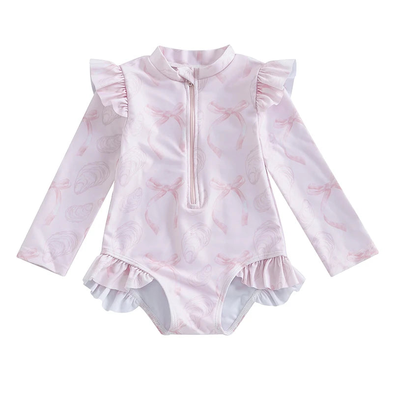 Baby Girl Floral Print Backless Bathing Suit