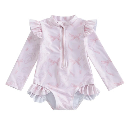 Baby Girl Floral Print Backless Bathing Suit