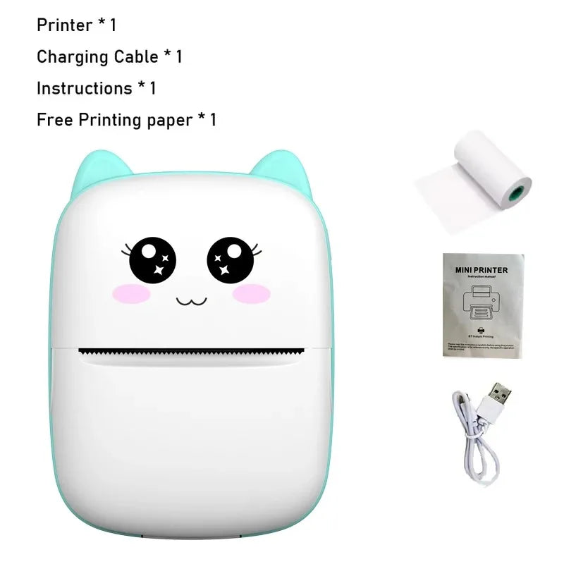 Mini-printer, Thermal Printer Ink-free Portable Sticker Printer Compatible with IOS and Android, Wireless Photo Printing Tags