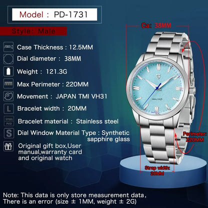 New 38mm Men's Quartz Watch