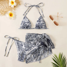 Womens Three Piece Swimsuit 2024 Summer Push Up High Waist Bikini Sets With Cover Up Skirt Tie-dyed Swim Bathing Suit Beachwear