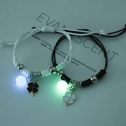 Luminous Beads Star Couple Bracelets For Women Men Charm Cat Flower Heart Key Lock Cross Matching Bracelets
