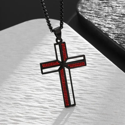 Men's Titanium Steel Stylish Trinity Cross Necklace