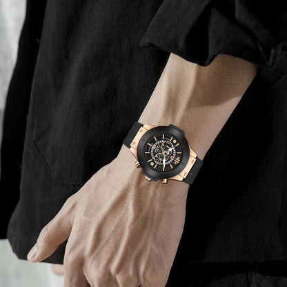 Men's Sports Watch – Quartz Waterproof Japanese Movement Timepiece Calendar & Silicone Strap