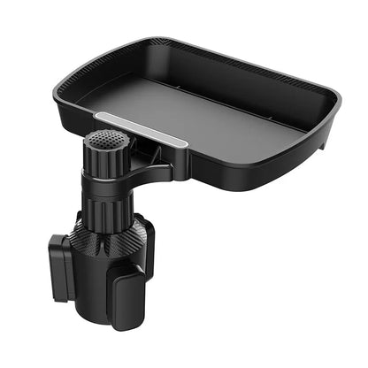 360° Rotating Car Seat Dual Cup Holder with Snack Tray