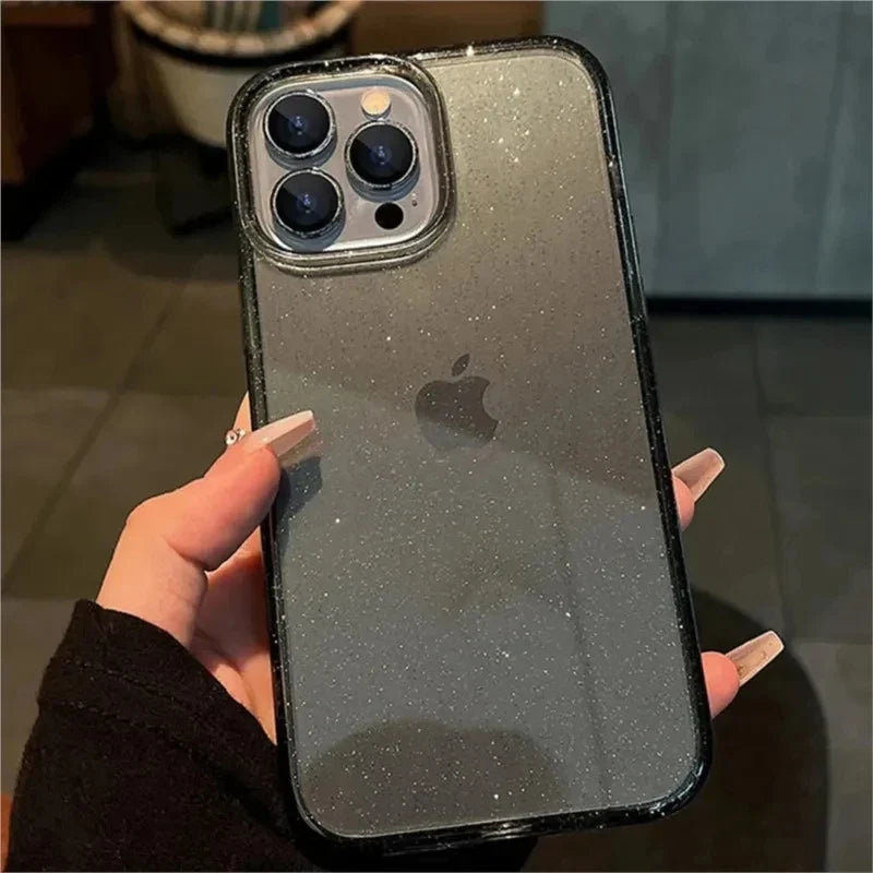 Glitter Shockproof Transparent iPhone Case – Stylish & Durable Protection