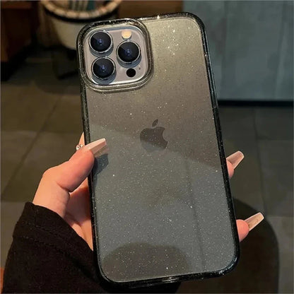 Glitter Shockproof Transparent iPhone Case – Stylish & Durable Protection