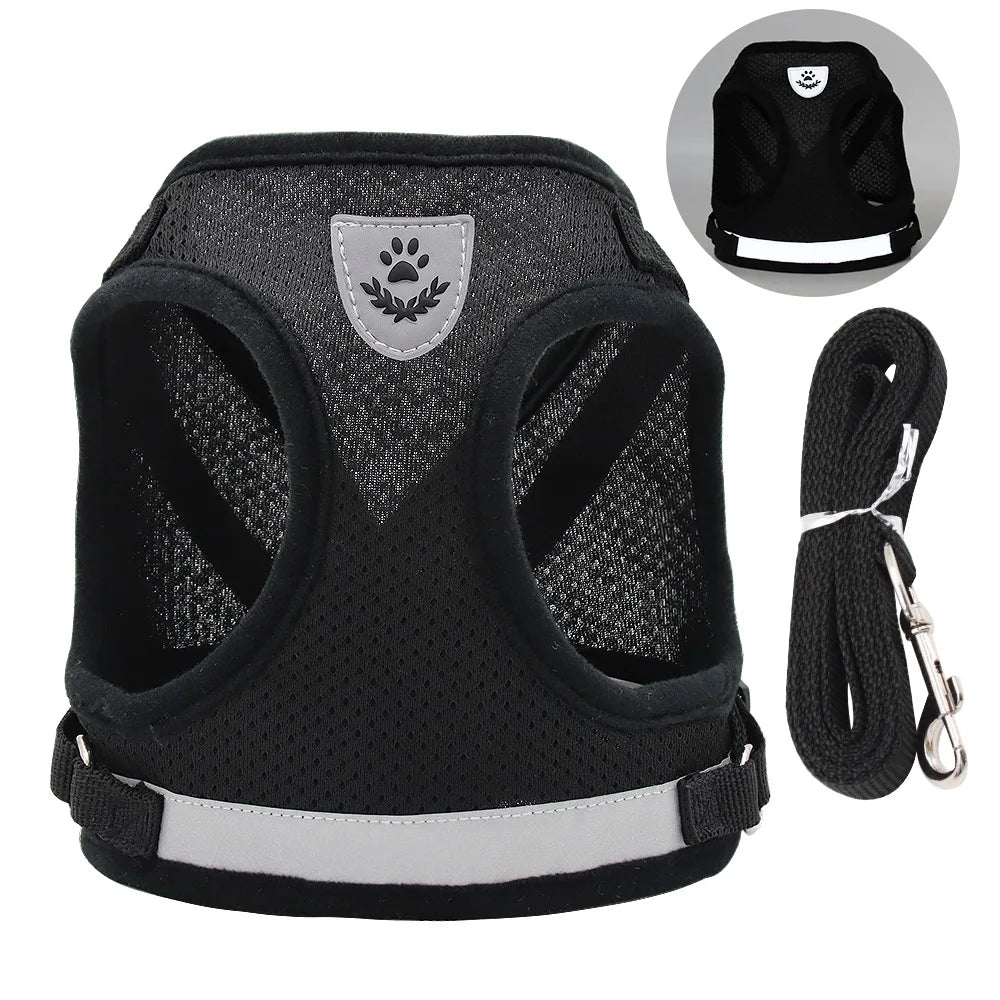 Breathable Escape-Proof Cat Harness and Leash - Adjustable Reflective Vest for Kittens and Puppies
