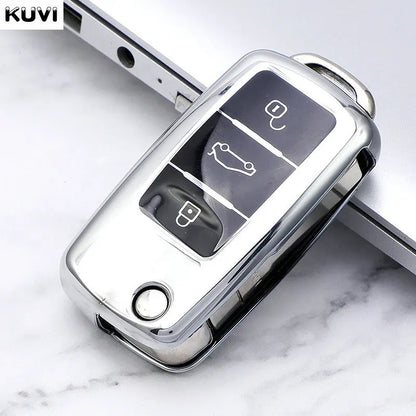 ABS Carbon Car Key Case Cover for VW Volkswagen Polo Tiguan Passat B5 B6 B7 Golf 4 5 6 MK6 Jetta Lavida Skoda Octavia Seat Leon