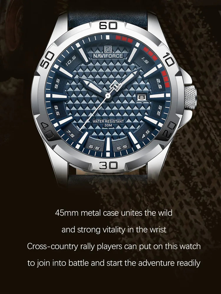 Men's Quartz Leather Strap Waterproof Calendar Clock Watch