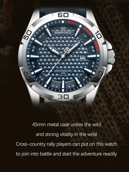 Men's Quartz Leather Strap Waterproof Calendar Clock Watch