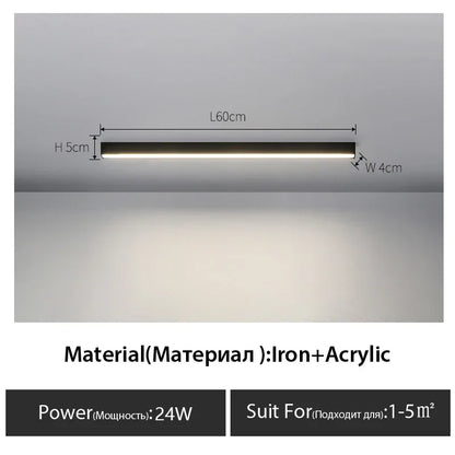 Contemporary Long Strip LED Ceiling Light Fixture for Balcony, Aisle, Bedroom, and Living Room Decor