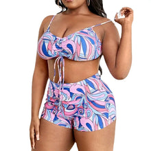 2025 New Plus Big Size Swimwear for Women Swimsuit Large Bathing Suits Three-Piece Push Up Bikini Set Sexy Lady Separate Stylish