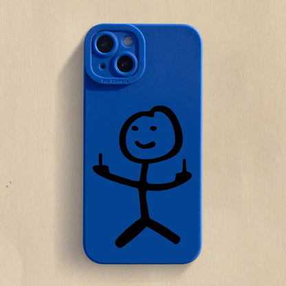 Cute Cartoon Matchman Matte Silicone Phone Case For iPhone 16 11 12 13 14 15 Pro Max XR XS X 7 8 Plus SE 2020 Soft Back Cover