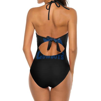 Dallas Cowboy.S S Sexy Black Mesh One Piece Swimsuit Backless Cut Out Swimwear Women Swim Bathing Suit S S Fan Football Xmas