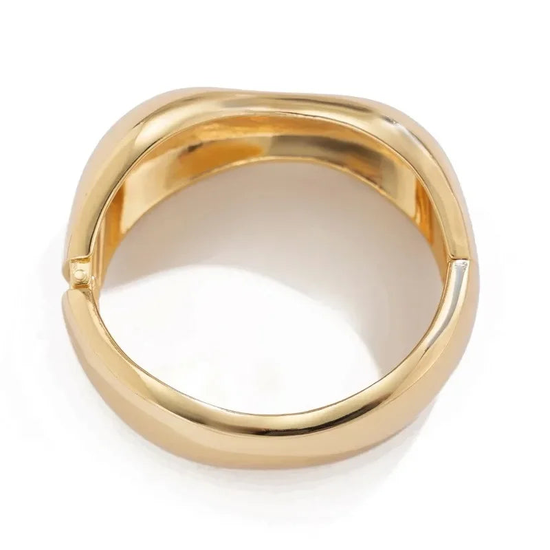 Punk Gold & Silver Geometric Wide Cuff Bangles for Women & Men