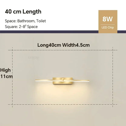 Modern LED Bathroom Mirror Light Three Colors Wall Lamp