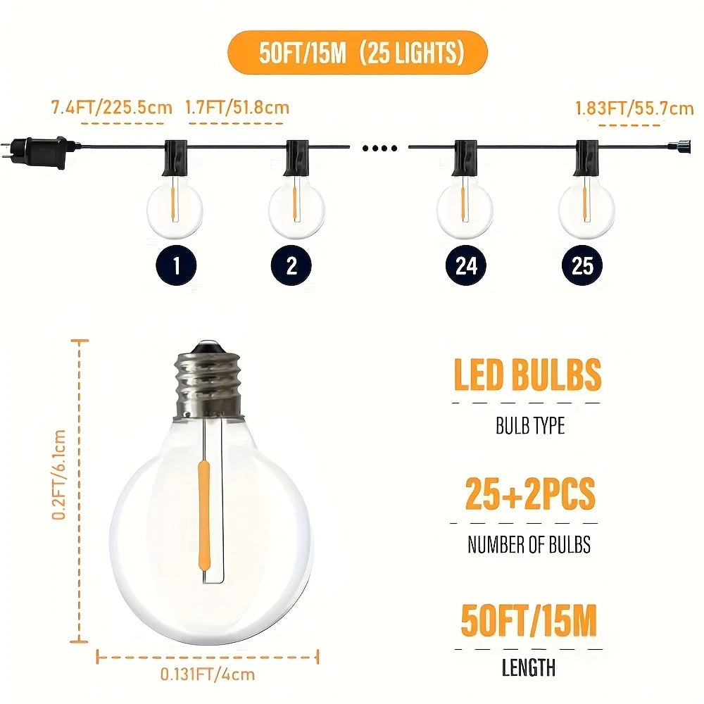 G40 LED String Lights for Outdoor Garden & Party Decor
