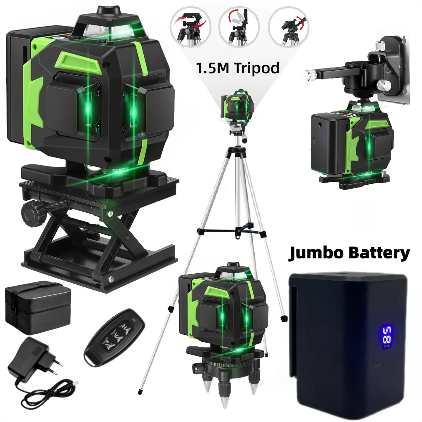tripod/nivel a laser 16 Lines Laser profesional Level green line Self-leveling 360 autonivelant