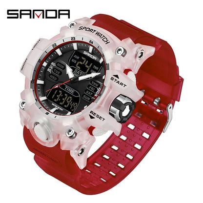 LED Digital Men Watch with Double Display and Quartz Movement