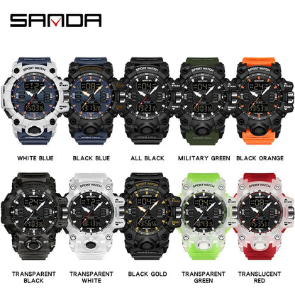LED Digital Men Watch with Double Display and Quartz Movement