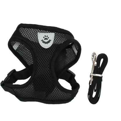 Cat Harness Vest Walking Lead Leash Collar Polyester - Adjustable  Pet Accessories