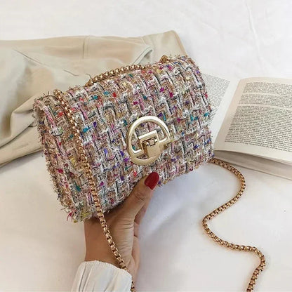 JBTP New Woven Tweed Bag Women's  Luxury Designer Handbag High Quality Brand Purse for Ladies