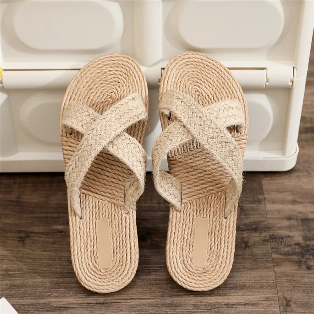 Women's fashion trend linen belt with anti slip and wear-resistant soft bottom and flat bottom