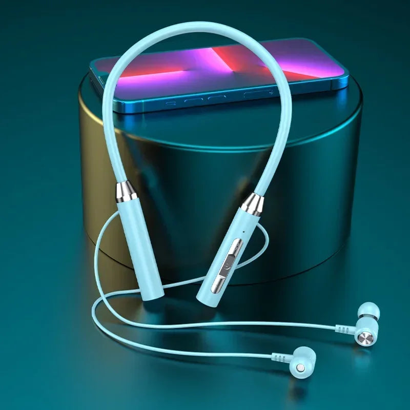Magnetic Bluetooth Wireless Neckband Earphones with Mic - HiFi Sound