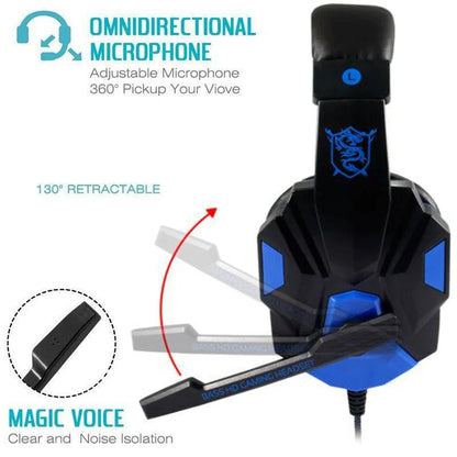 Wired PS4/PS5/Xbox/Smartphone/PC Gaming Headset – 120° Adjustable Gamer Headset with Noise Cancelling Microphone