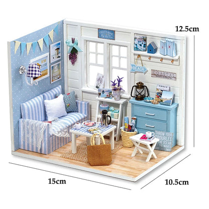 Wooden Miniature Doll House DIY Small House Kit  Assembled DollHouses Building Model 3D Puzzle Toy With Furniture Adults Gifts