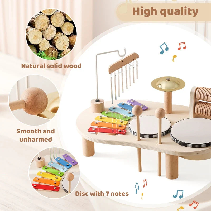 Wooden Aeolian Bells & Xylophone Montessori Baby Educational Musical Toy & Birthday Gift
