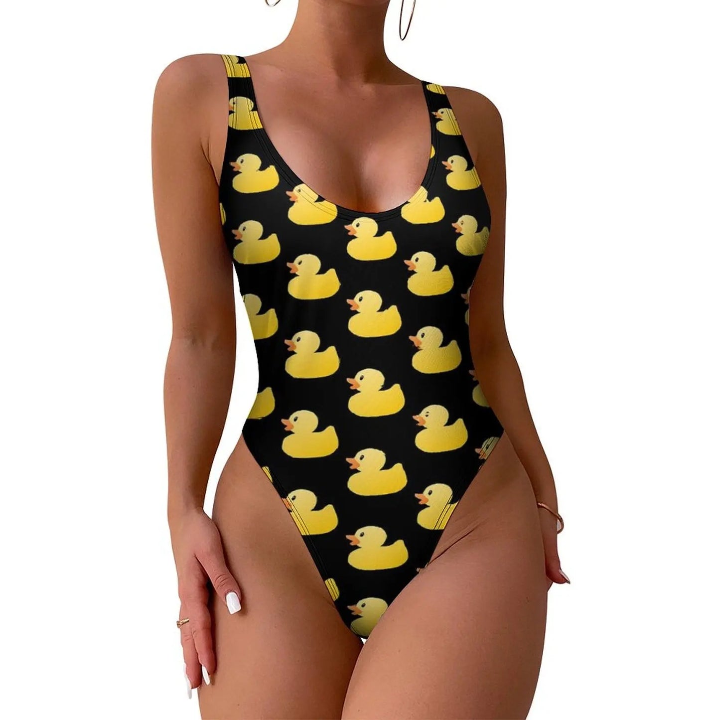 All Black one piece swimsuit for Women - high waist low back  - Beach Resort Wear Slimming, flattering, classy design