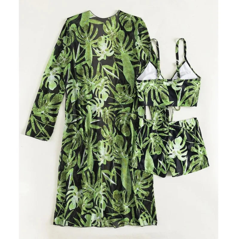 2025 Print Three-Piece Swimsuits Tankini Sets Female Swimwear Push Up For Beach Wear Bathing Suits Pool Women's Swimming Suit