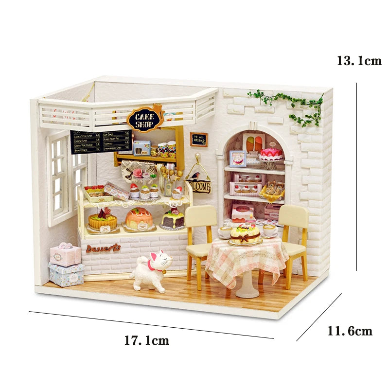 Wooden Miniature Doll House DIY Small House Kit  Assembled DollHouses Building Model 3D Puzzle Toy With Furniture Adults Gifts