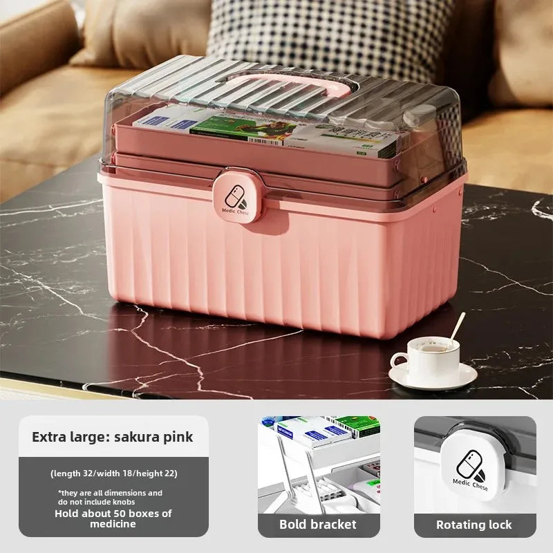 Large Capacity Portable Medical Box Home Use Outdoor Emergency Kit Family Health Care Box Medicine Storage Box