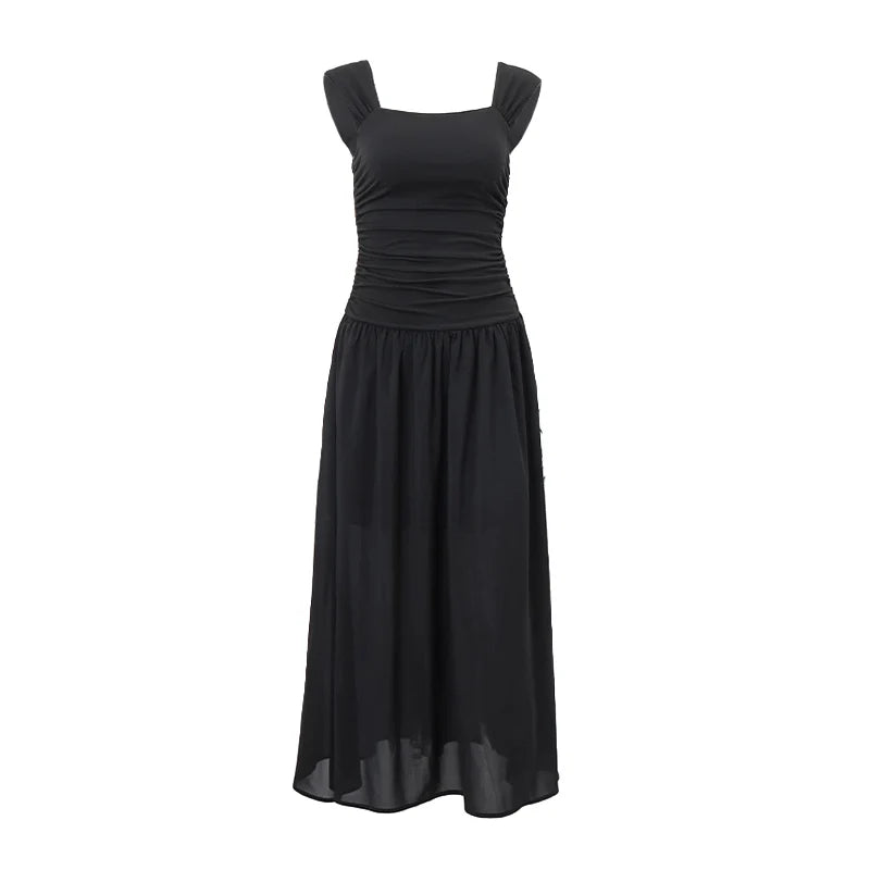 Sexy Black Maxi Dress - Summer Party Ruched Bodycon Style