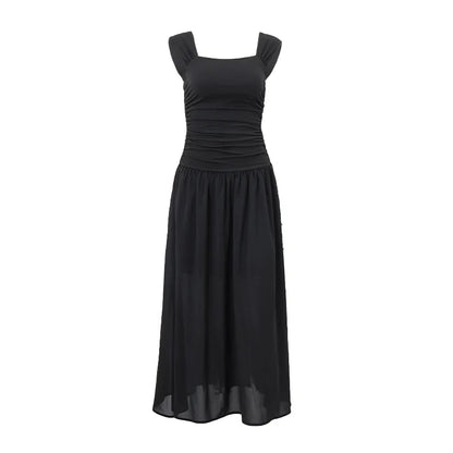 Sexy Black Maxi Dress - Summer Party Ruched Bodycon Style