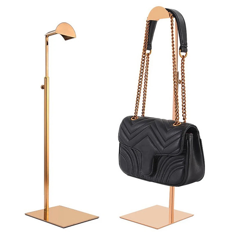 Home Accessories Display Props Stainless Steel Adjustable Polished Gold And Silver Hanging Bag Handbag Purse Stand