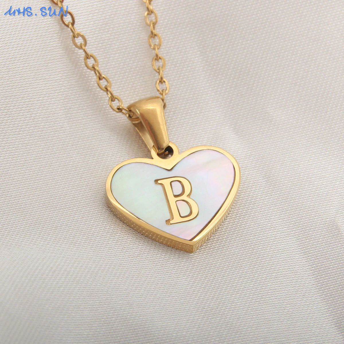 Heart Shell Initial Necklace