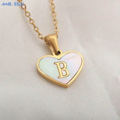 Heart Shell Initial Necklace