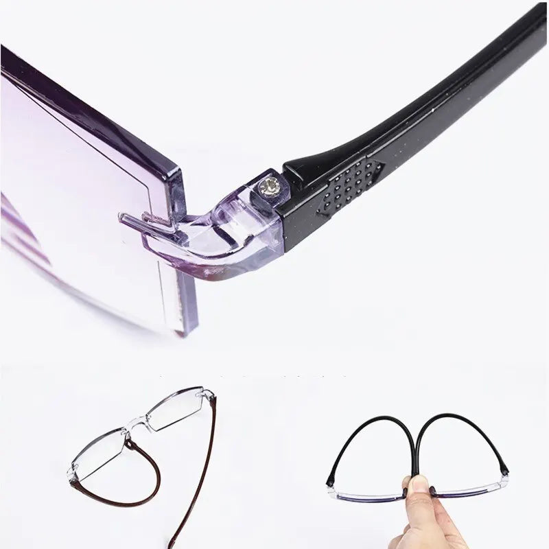 2-Pair New Men Women Rimless Reading Glasses with anti-blue light